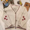 Damenstrick DAYIFUN Schicke Vintage-Strickjacken mit Sternenmuster Preppy Cute Button Up V-Ausschnitt Langarmpullover Herbst Y2K-Ästhetik