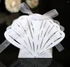 Cadeauverpakking Lasergesneden schelpbloem Snoepdozen Gunst met lint Babyshower Verjaardag Bruiloft Evenement Decoratie