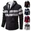 Maglioni da uomo Autunno Inverno Cardigan in cashmere Cappotto da uomo Maglione lavorato a maglia Giacche di lana Trend Casual Y2K Felpe con cappuccio a righe Zip Sweatercoat 230826