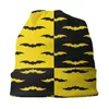 Berets Black Yellow Bat Pattern Bonnet Hat Knitted Hip Hop Autumn Winter Ski Skullies Beanies Unisex Adult Warm Dual-use Cap