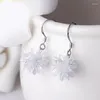 Dangle Earrings Fashion Elegant Snowflake White Zircon Crystal Round Pearl Drop Bridal Wedding Party Jewelry