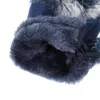 フィンガーレスグローブ1ペアファッションフェイクウサギヘアグローブスエードレザーフィンガーレスソフトストレッチグローブ女性女の子冬の厚いミトン230826