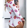 Kvinnors jumpsuits rompers kvinnor lång ärm Slim bodysuit sommar blommig tryckt djupt vneck jumpsuit mode plus size leotard clubwear hemkläder s2xl 230826