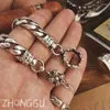 Link Bracelets American Street Vintage Handmade Old Woven Charm Bracelet Solid Crown Side Chain Jewelry