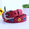 Ceintures enfant fleur creuse ceinture enfants mignon couleur argent boucle ceinture en cuir PU taille coloré Floral vêtements accessoire