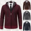 Pulls pour hommes Slim Fit Hommes Manteau Cardigans à capuche confortables avec doublure en peluche Poches à glissière pour décontracté automne hiver tricots