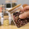 収納ボトル竹のふたを密閉したガラスジャーキッチンシリアルディスカースパイス耐火水分茶180 ml