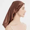 Czapki czapki/czaszki 19 Momme Wysokiej jakości wielką czapkę snu Mulberry Sleep For Women Elastic Bonnet Hat Fashion Nocna czapka włosów Wrap Cap for Girl 230826