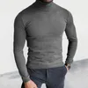 Suéteres para hombre, suéter de cuello alto, prendas de punto de cuello alto con estilo para otoño e invierno, jersey de Color sólido ajustado a la moda