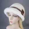 Chapeaux à larges bords Chapeaux de seau hiver automne russe fille femmes chapeaux chaud décontracté beau luxueux doux élégant bérets casquette véritable vison fourrure seau baril chapeau 230826