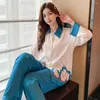 Women's Sleepwear Jxgarb Spring Patchwork Women Satin Horse Print Pajamas Sets Fashion Ice Silk Femme Sleeping Nightwear High Quality