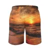 Męskie spodenki Sunset Print Board Summer Sea Fale Sports Fitness Krótkie spodnie Man Szybki suchy vintage niestandardowe pnie plażowe plus rozmiar