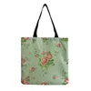 Akşam çantaları yuecimie gül çiçek baskılı plaj omuz çantası yeniden kullanılabilir keten tote lady kız için alışveriş