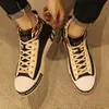 Klänningskor Fashion Print White Mens High Top Sneakers äkta läderdesigner Brand Luxury For Men Zapatillas Hombre 230825