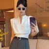 Männer Pullover Frauen Blusen V-ausschnitt Koreanischen Stil Elegante Chic Weiß Ärmellose Hemden Schwarz Crop Tops Büro Alte Geld Ästhetik