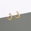 Ryggar örhängen 925 Sterling Silver Gold Zircon Round for Women Girl Fashion Simple Design Jewelry Birthday Present