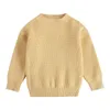 Pullover Baby Girls Boys Knit Sweater Blouse Pullover Sweatshirt varm crewneck långärmad solida toppar kläder för spädbarns småbarn barn 230826