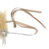 Pinzas para el cabello, diadema con temperamento para niña, diadema llamativa con diamantes de imitación y plumas para carnavales