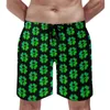 Men's Shorts Shamrock Print Board Celebrate St Patricks Day Running Surf Beach Short Pants Funny Printed Large Size Swimming Trunks