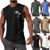 Men's Tank Tops Sleeveless Men Summer T-shirt Solid Color Round Neck Tree Print Loose Sports Pullover Vest Exercise Top Male Clothing