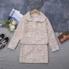 Vestido de duas peças unxx outono inverno tweed duas peças conjunto mulheres roupas femininas vintage lapela jaqueta curta manga longa casaco saia terno senhora do escritório 230827