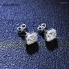 Серьги -грибы HZXHR S925 Серебро всего 2 CT Brilliant Cut Pass Diamond D Color Moissanite Square Jewelry Women Jewelry