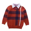 Pullover Shirt collar Boys Sweaters Baby stripe Plaid Pullover Knit Kids Clothes Autumn Winter Children Sweaters Boy Clothing 230826