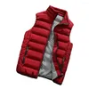 Gilets pour hommes en plein air hommes gilet confortable hiver rembourré chaud élégant avec poches à glissière col montant protection du cou gilet