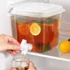 Wine Glasses Beverage Dispenser With Spigot 3.5L Refrigerator Juice Container Lemonade For Milk Home Kitchen