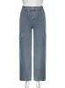 Damenjeans Rapwriter Denim Cargohose Damen 90er Jahre Jeans für Mädchen Damenmode Vintage hoch taillierte Hose Harajuku Capris Streetwear 230826