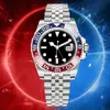AAA Watch Coke GMT Watches Ceramic Bezel Mens Watches Automatic Mechanical 2813 904L Gummiband Lysande Sapphire Waterproof Batman Fashion Designer Watchs