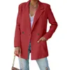 Women's Suits Solid Color V Neck Lapel Double Kuckle Lohas Time Style Coat Casual Version Type Suit Jacket Puffy Vests