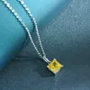 Kedjor 2023 Enkel och vacker 6 Diamond Yellow Flower Cut Small Square Pendant Cross Chain 925 Halsband 40 3