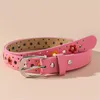 Ceintures enfant fleur creuse ceinture enfants mignon couleur argent boucle ceinture en cuir PU taille coloré Floral vêtements accessoire