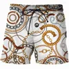 Pantalones cortos para hombres Moda Hombres Suntuoso Divertido 3D Cadena de hierro Impresión Hombres / Mujeres Streetwear Harajuku Estilo Ropa de verano Tops