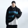 Sweats à capuche pour hommes Sweatshirts FEWQ Stripe Laine Mélangée Pull à capuche 2023 Rayé avec chapeau Casual Male Tops Mode coréenne Automne Hiver 24x1395 230826