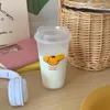 Waterflessen Gemakkelijk mee te nemen Plastic beker Food Grade Koffie Hittebestendige Drink Cartoon Puppy Fles