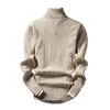 Men's Sweaters Men Sweater High Collar Neck Protection Korean Knitted Warm Sueter Masculino