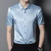 Men's Dress Shirts Tcyeek 2023 Light Mens Summer Short Sleeve Tops Male Casual 924 Mulberry Real Silk Blouse Men Clothing Blusa Masculina 230826