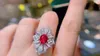 Küme halkaları hn2023 ince mücevherler gerçek 18k altın burma doğal lotus spinel değerli taş 1.59ct elmas kadın yıldönümü hediyesi