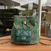 디자이너 백팩 트위드 버킷 가방 여성 녹색 체인 숄더백 미니 CC 지갑 모직 직물 램스 피부 토트 백 럭셔리 품질 복합 크로스 바디 로고 지갑 22cm