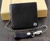 Wallets Men's Genuine Leather Billfold Chain Wallet W/ Belt Loop Black