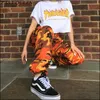 Women's Pants Military Camouflage Dance Punk Streetwear Elastic Waist High Street Loose Full Length Sexy 3481 A