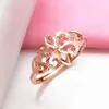 Cluster Ringe 585 Lila Gold 14K Rose Glänzende Blume Für Frauen Live Mund Hohl Design Party Hochzeit Damen Luxus schmuck