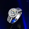 Wedding Rings Big Round Cut Stone Engagement White Zircon Luxury Crystal Bands Ring For Women Trendy Silver Color Bridal Jewelry