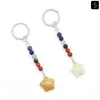 Stjärnstaty Nyckelringar 7 Chakra Pärlor Kedjor Stone Carved Charms Keychains Healing Crystal Keyrings for Women Men Christmas Gift