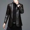 Men's Jackets Spring Autumn Men Leather Jackets Genuine Sheepskin Leather Men Solid Color Coats Leather Blazer Suits Slim Casual Jackets 230826