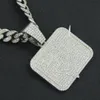 Hip Hop Men Rapper Diamond Pendant Necklace Shiny Cut Da Tick Square Pendant Micro-Inset Zircon Jewelry Night Club Accessory Sweater Collone Cuban Chain 1797