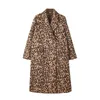 Женские шерстяные смеси весеннее женское шерстяное пальто классическое леопардовое принт свободный стиль с длинным рукавом женский