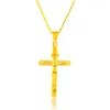 Kedjor Cross Necklace 18K/24K smycken Tillbehör Kopiera Pure 24K Gold Brass Anti Allergy JP173 18K Färg